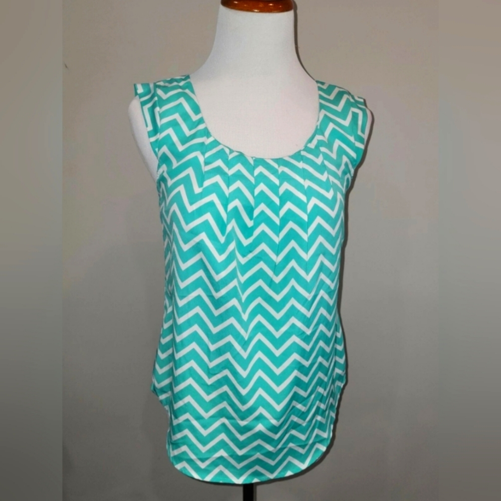 ☆ CANDIE'S Turquoise Blue Chevron Patterned Sleeveless Top - Women's Size XL